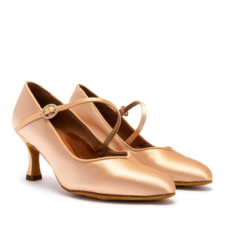 International Dance Shoes ICS Peach Satin Vista SingleStrap