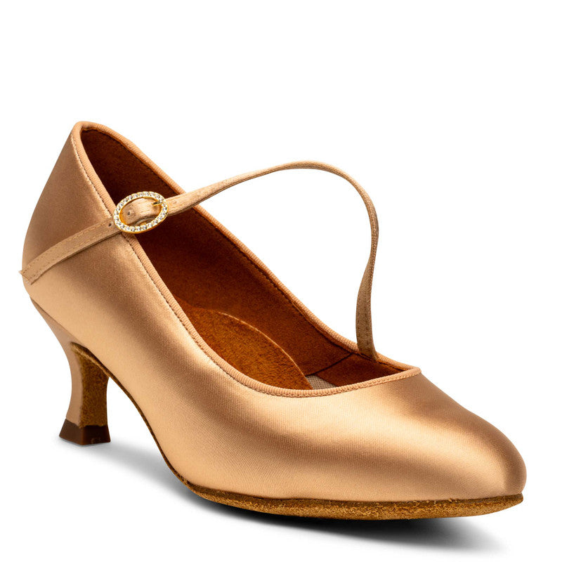 International Dance Shoes ICS Peach Satin RoundToe SingleStrap